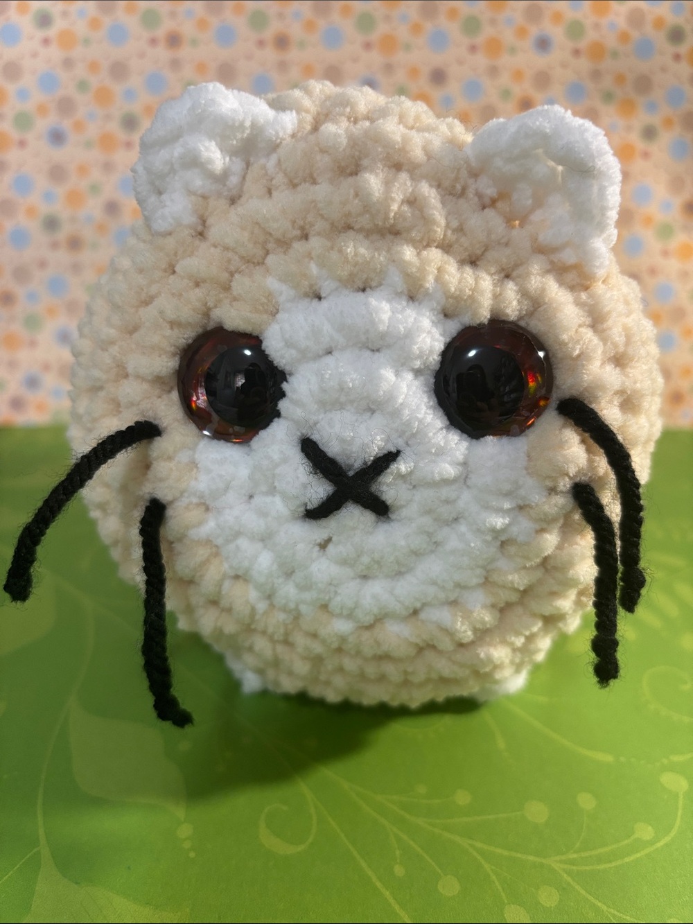 Sweet Crocheted Loaf Cat - Cream & White Cat Plushie